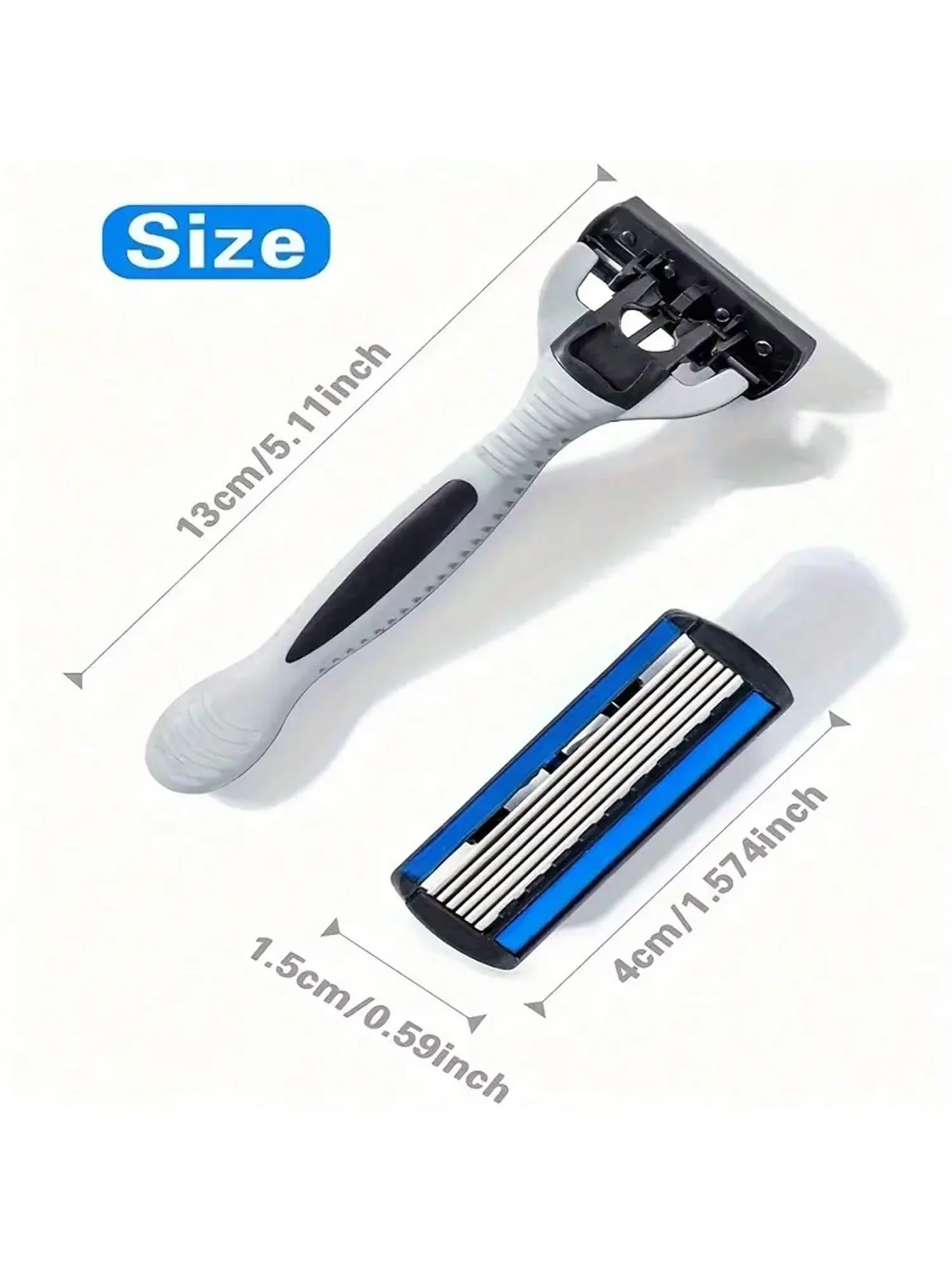 1 Handle + 6 Blades Set, 6-Layer Manual Shaving Razor, Vintage Style Men Razor with Replacement Blades Kit