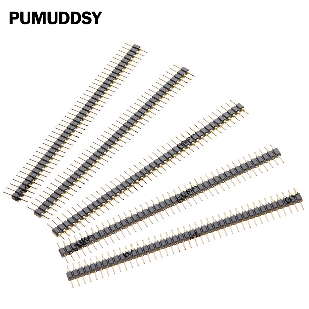 5PCS 2.54mm Pin Connector Strip Round Needle 1x40 Connector 40Pin Header Strip Male Header Single Row 40 Pin 2.54mm 40P 2.54mm
