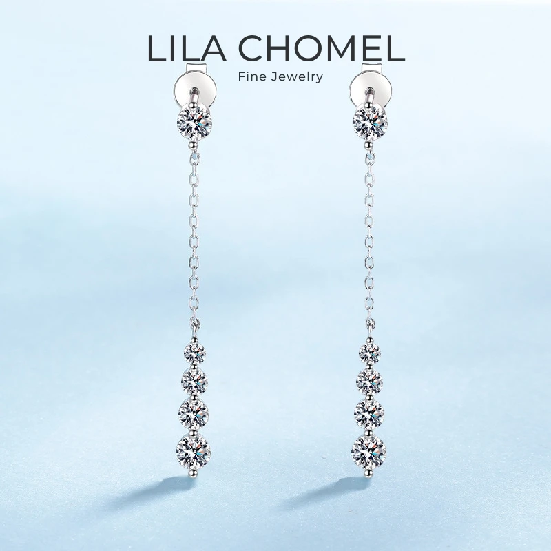 

Lover Valentine's Day 18K White Gold Girl Friend Birthday Gift 1.92CT Moissanite Diamond Women Wedding PT950 Tassel Earrings