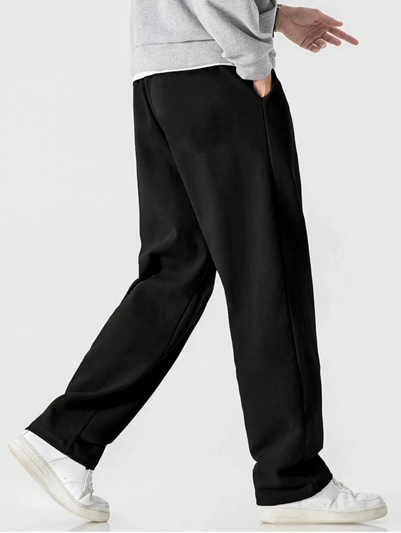 بنطال رياضي مريح برباط منقط للركض، سروال كاجوال مريح بخصر مطاطي من مزيج القطن، للرجال باللون الرمادي