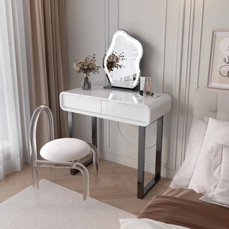 

#L Solid Wood Baking Paint Dressing Table Modern Simple Bedroom Black Makeup Tableinternet Famous Makeup Vanity Cream Style Q