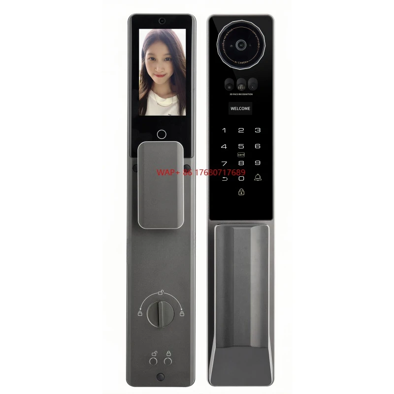 App-Controlled Smart Door Lock Night Vision Face Recognition Palm Print Password Unlock Features WiFi Network Cloud Data