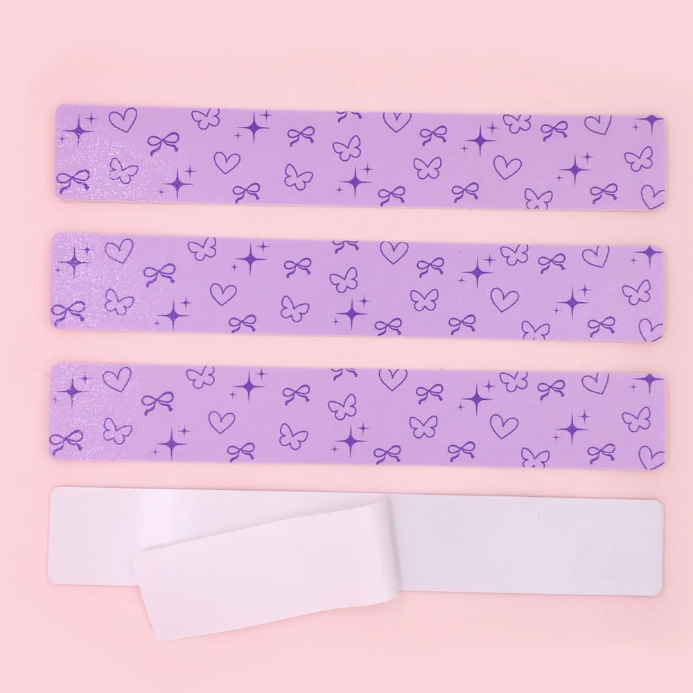 200Pcs Cute Bow Heart Print Replaceable Nail File Metal Base Self Adhesive Removable Sandpaper Nails File Manicure Nail Art Tool