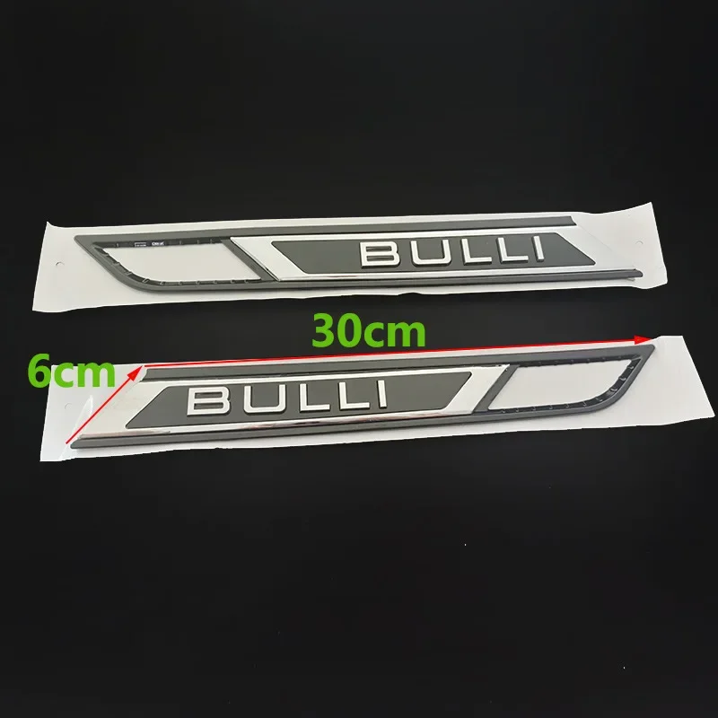 2 قطعة/زوج جديد ABS BULLI فضي لامع أسود الحاجز شعار الباب لملحقات تصفيف السيارة المتعددة #5