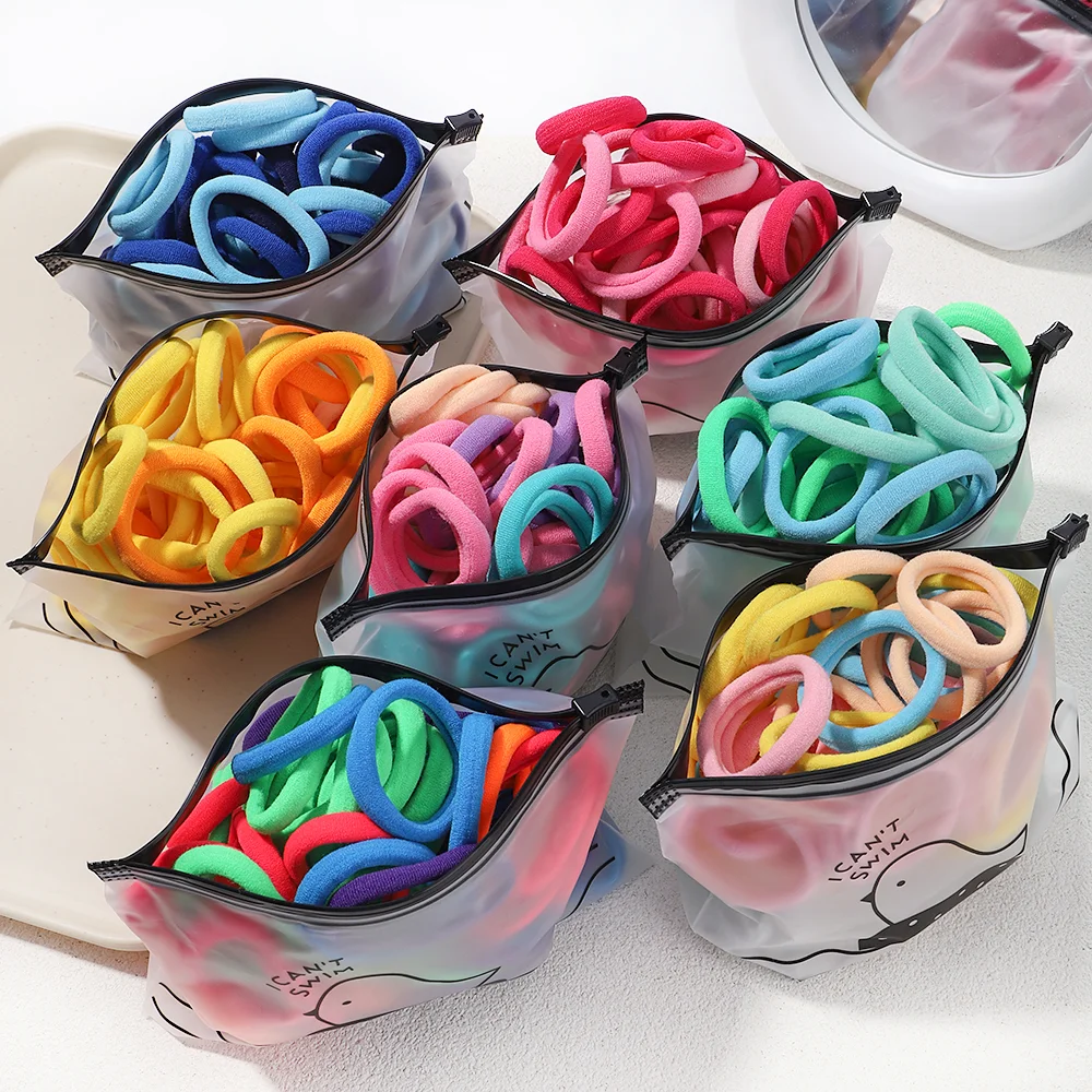 50PCS Women Girl Mixed Colors Hair Bands Basic Hair Ties Elastic Headband Simple Hair Scrunchies Accessories Ponytail Holder