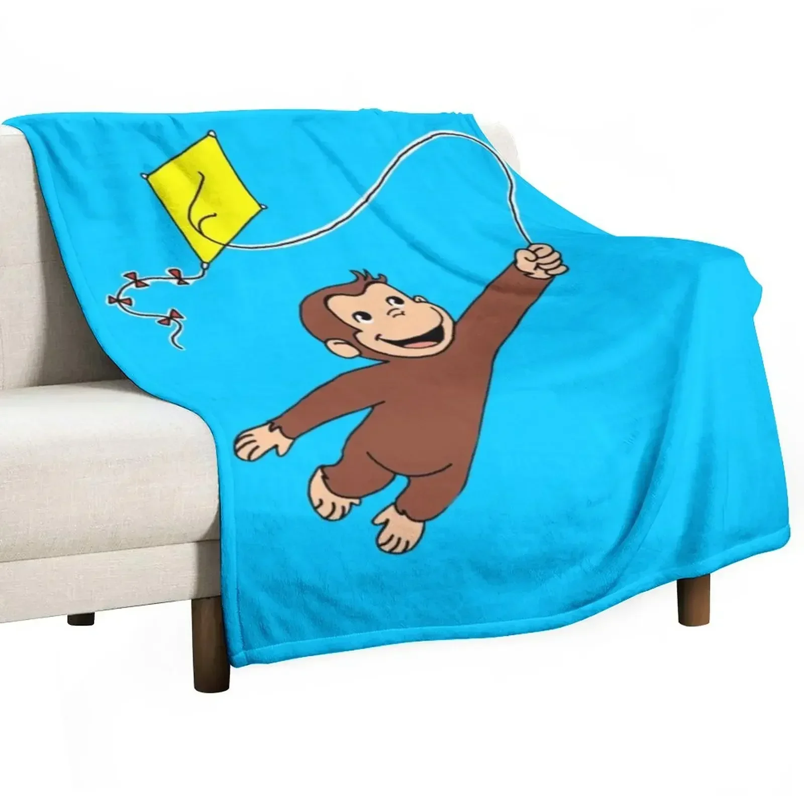 

Curious George - Flying Kite Throw Blanket Decoratives Flannel Large Sofa Quilt Blankets