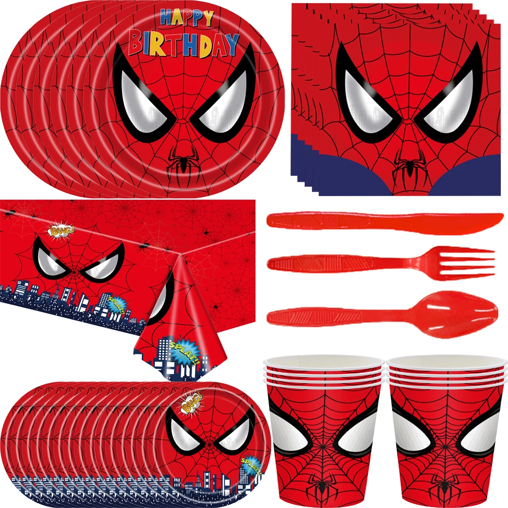 Disney Spiderman Birthday Plate Decoration Cup Napkin Party Supplie Baby Shower Table Decor Accessories Children's Party Favors