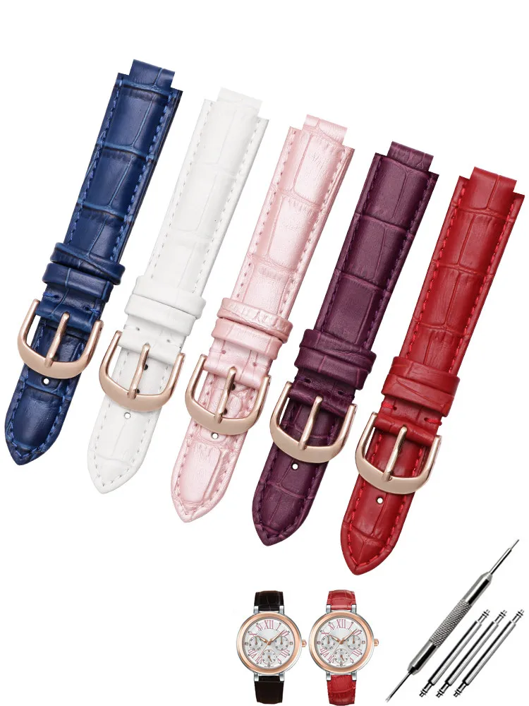 Convex Leather Watch Strap for Felix for Casio SHE3034D Bracelet Ladies