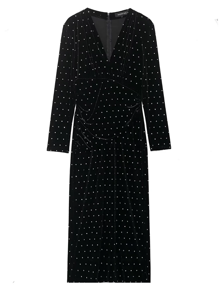 Vrouwen sexy jurken 2025, vrouwen herfstmode lange mouwen sieraden decoratie lange jurk vrouwen elegante avondfeest rokken