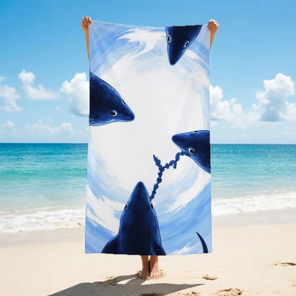 Artistic Waves Sheet Surreal Fish Composition High Contrast Colors Durable Edges Suitable For Yoga Mat Or Sand Covering
