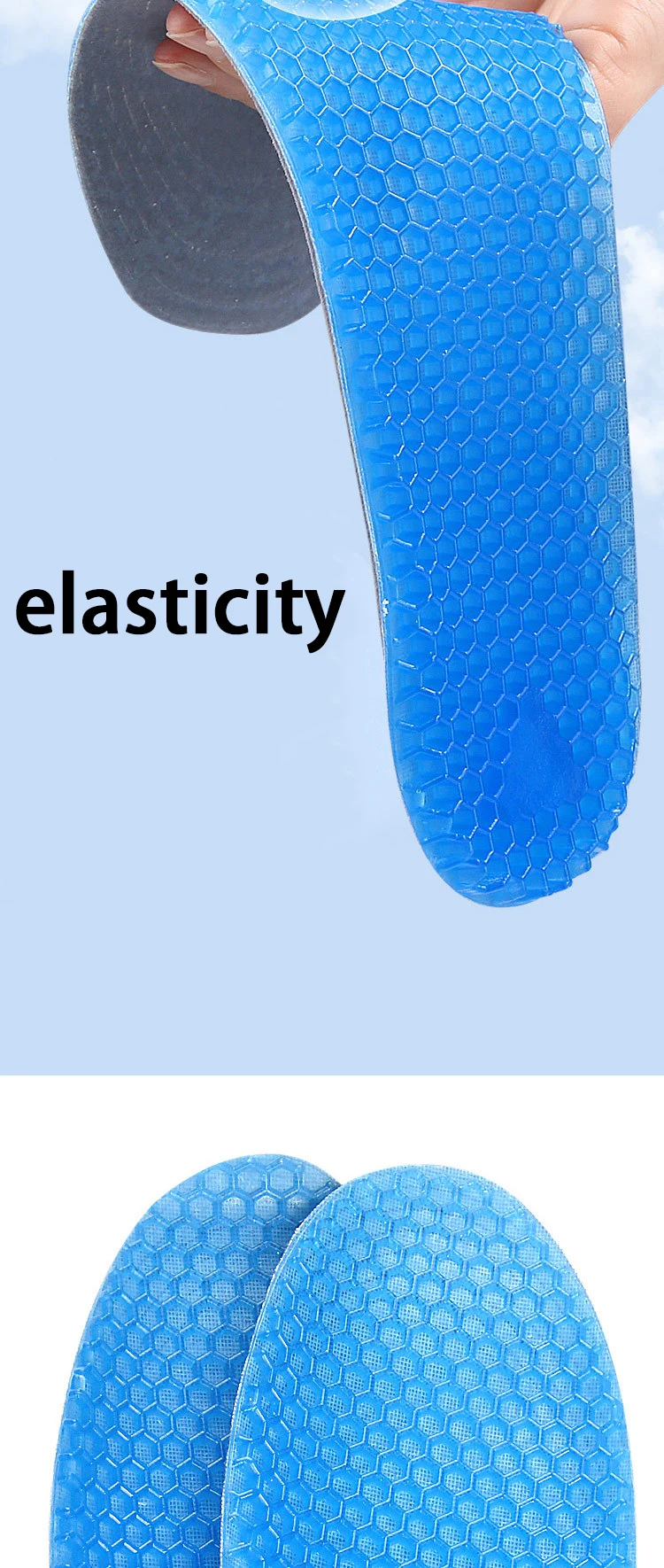 1 Paar weiche Silikon-Einlegesohlen, geeignet für Outdoor-Sportarten und zum Laufen, elastische, stoßdämpfende Sohlen, bequeme Einlegesohlen für Herren-Sneaker. – Detail 8