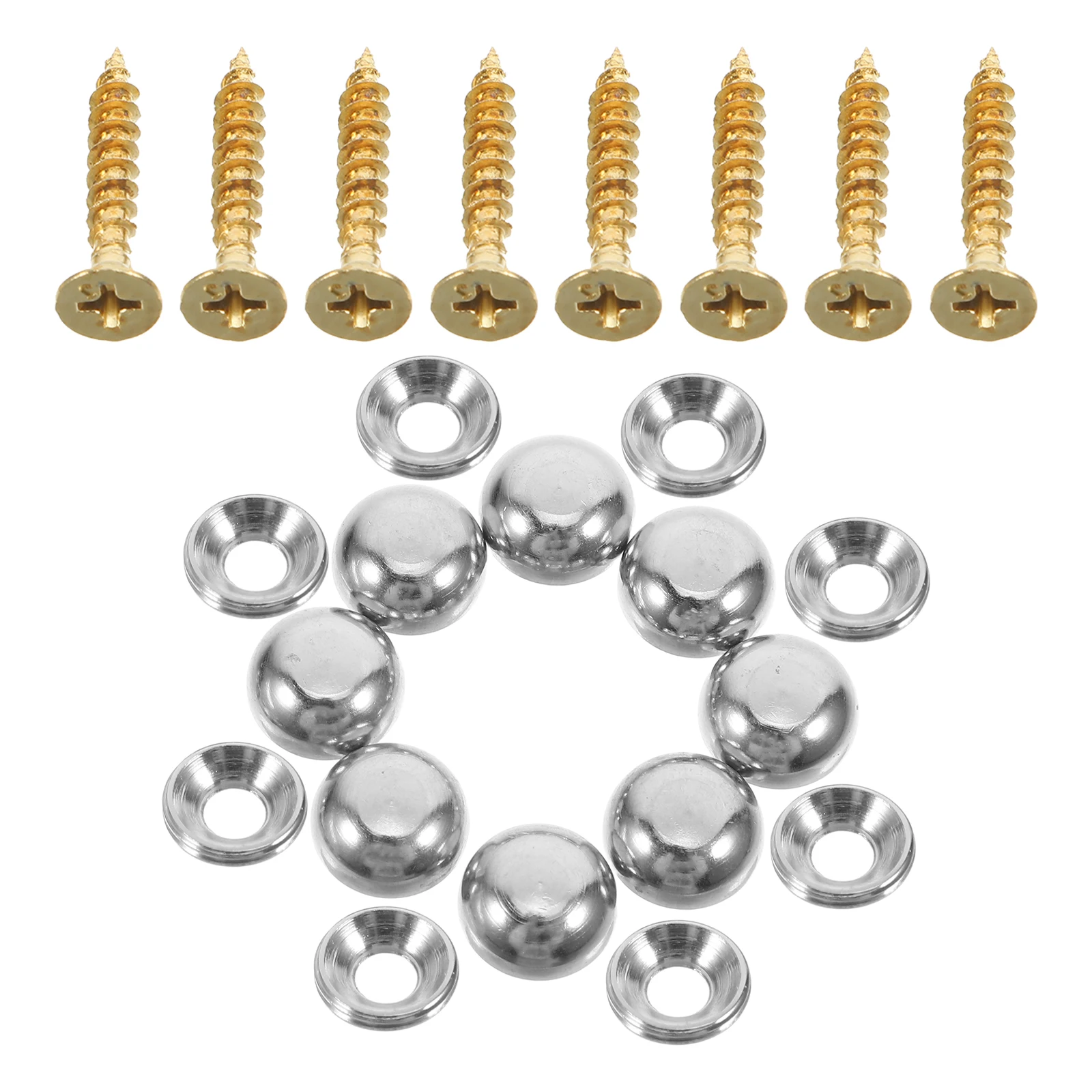 

8PCS Decorative Caps Curved Design for Wood Metal Vintage Silver Fixing Screw Fixing Cap Fixture Cap Screws Hardware Set