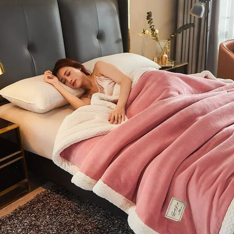 

Autumn Winter Keep Warm Blankets for Beds Super Soft Comfortable Fleece Blanket Anti-Pilling Flocked Warmth Weighted Blanket