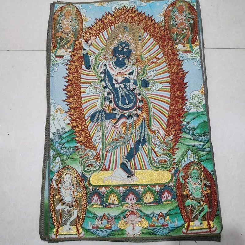Tibet Tibetan Cloth Silk Buddhist god Thangka Tangka Embroidery Painting Embroidery Hanging Pictures