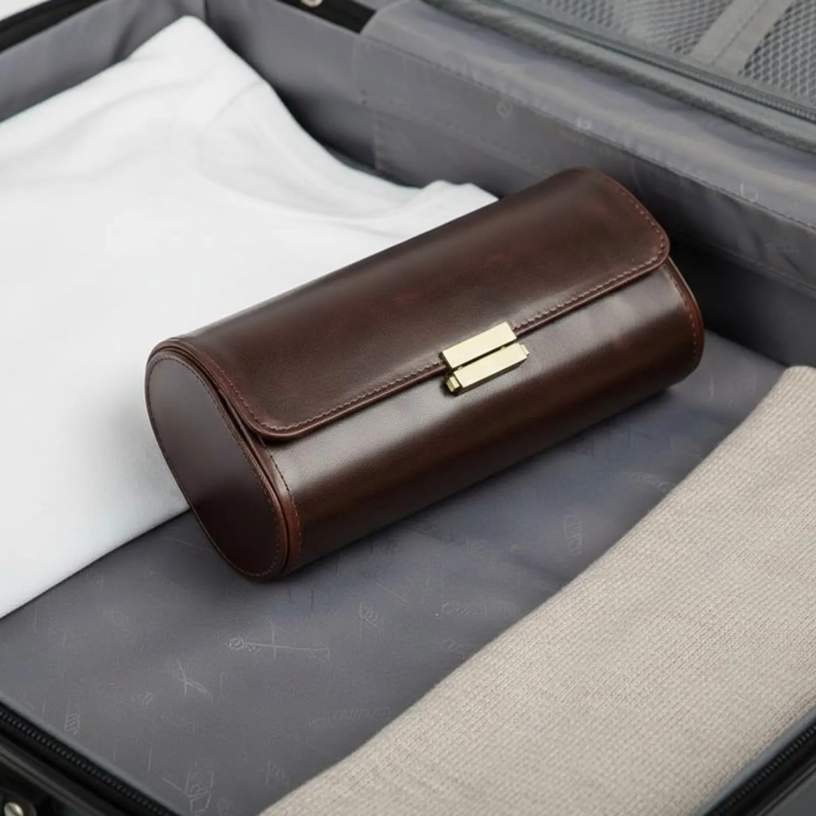 

3 Slot Watch Box Secure Clasp Leather Watch Case Soft Velvet Soft Velvet Lining Double Protection for Travelers, Home
