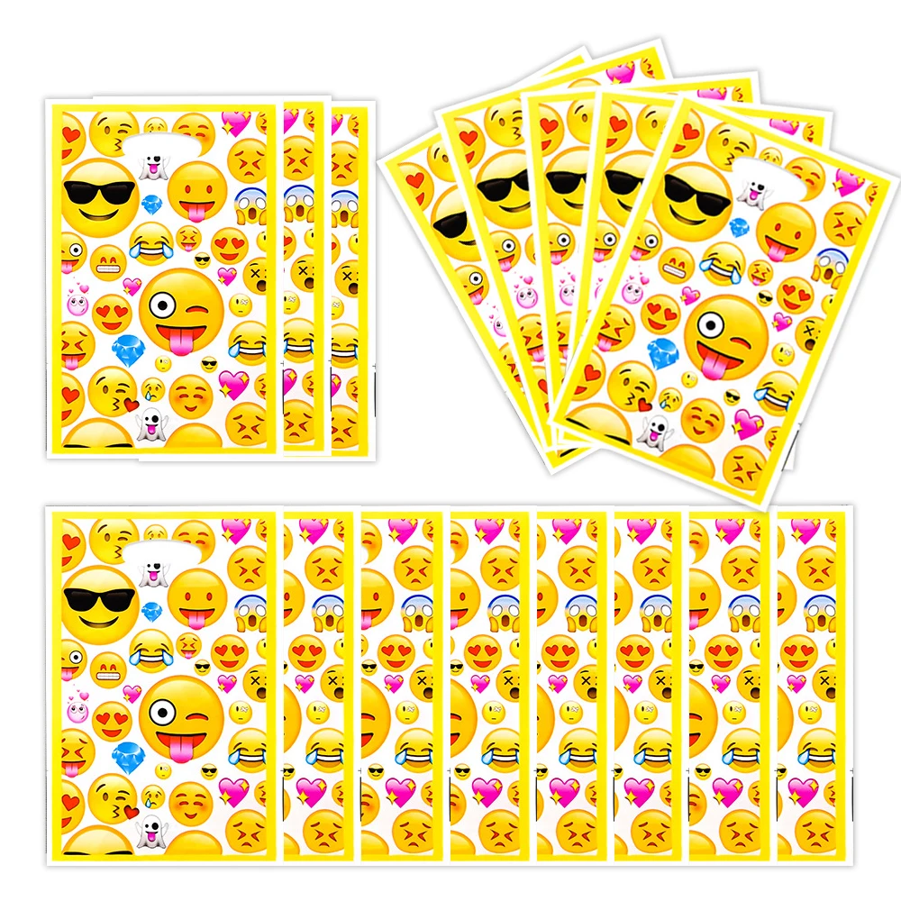 10pcs/lot Smiling Face Theme Boys Kids Favors Birthday Event Party Candy Surprise Disposable Plastic Baby Shower Gifts Loot Bag