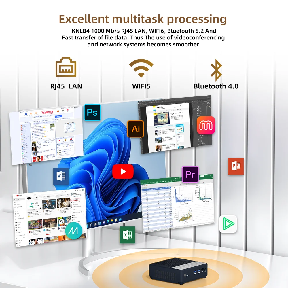 TexHoo Mini PC AMD R7 3700U R5 3500U DDR4 NVMe SSD Dual HDMI WiFi 5 BT4.0 Mini PC Desktop Computer - Image 4