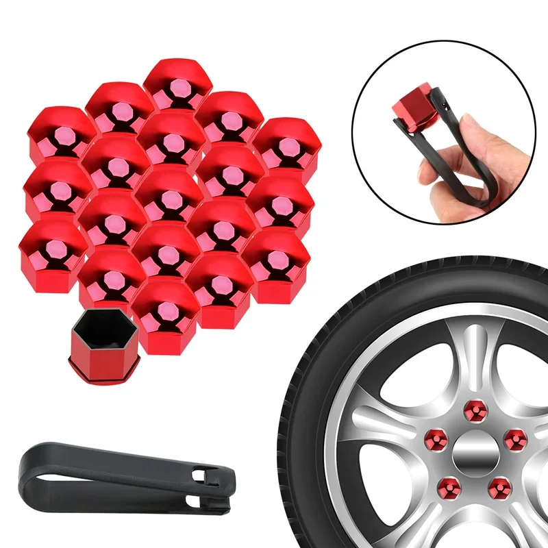20-60 pièces Cache-écrous de roue de voiture, capuchons de protection et de décoration extérieure 21/17mm, anti-poussière pour boulons de jante