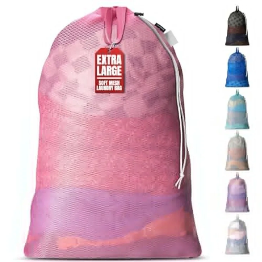 Mesh Laundry Bag 24 x 36 Inch - Extra Large Heavy Duty Bag with Handles and Shoulder Strap, Breathable, Machine Washable for Do