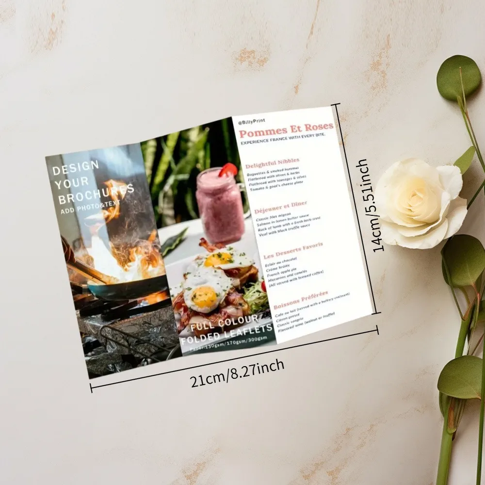 

30 листов A5 (21x14 см) — Белые трехслойные флаеры для рекламы магазина и создания меню своими руками