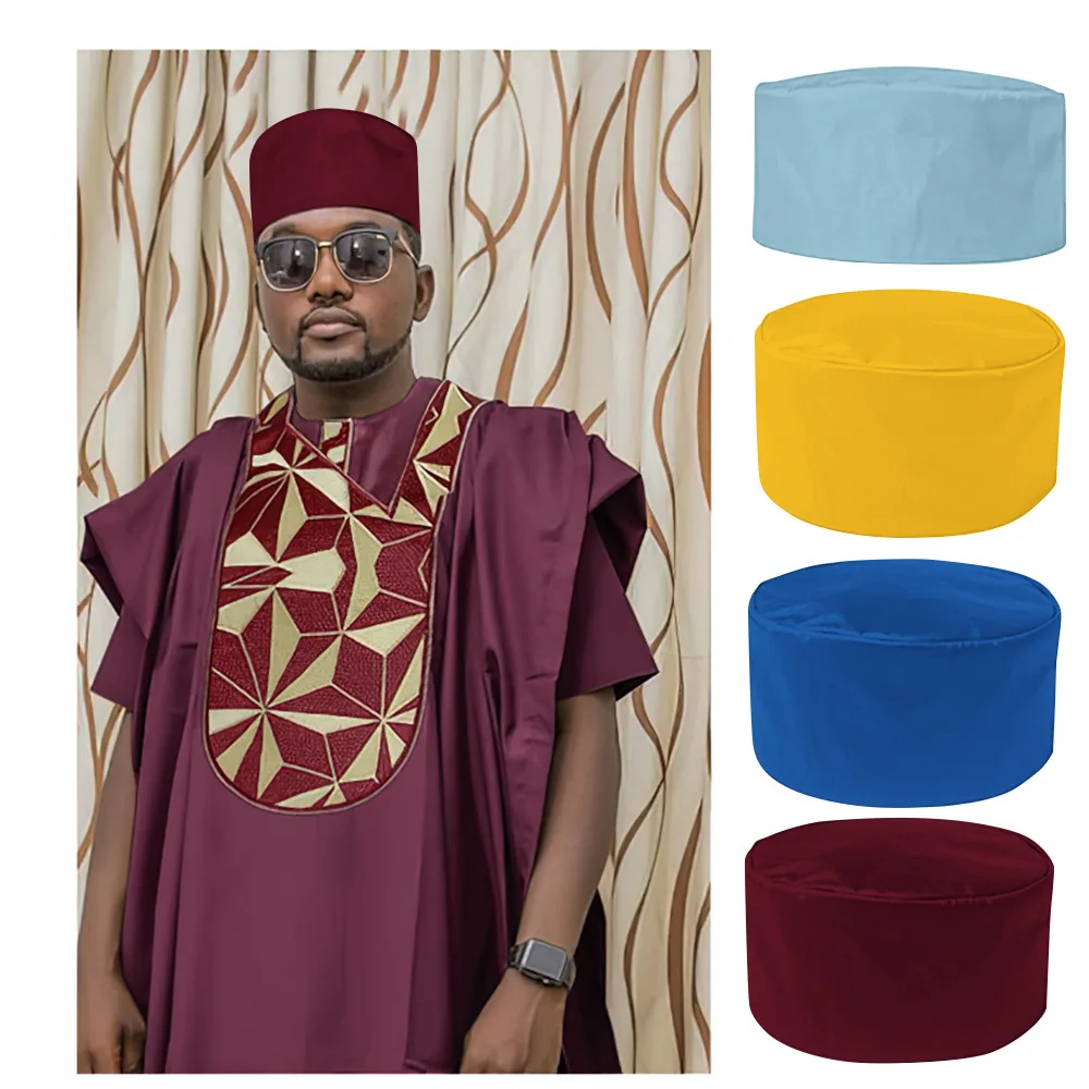 African Men's Solid Color Ethnic Hat Nigeria Multi-color Men's Hat Accessories Caps Arabia Middle East Cap KGB37