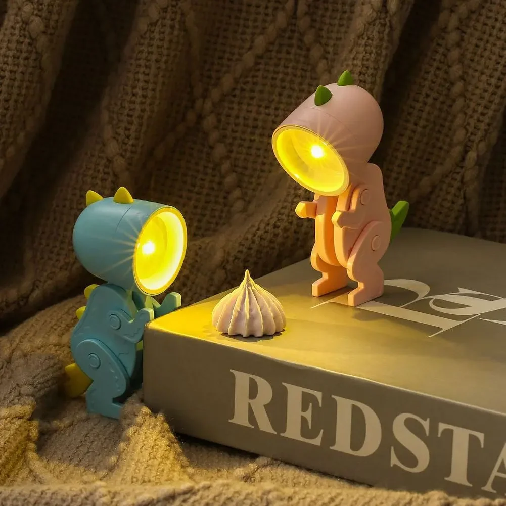 LED Night Light Mini Folding Desk Lamp Cute Pet Lights Dog Deer Dinosaur Flower Portable Night Light Student Living Room Decor