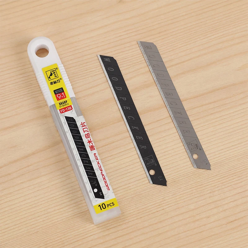9mm Wide 0.4mm Thick Utility Knife Blades 9 Silver 1 Black SK2 Steel 60° Sharp Tip for Paper Cutting Replacement Blades