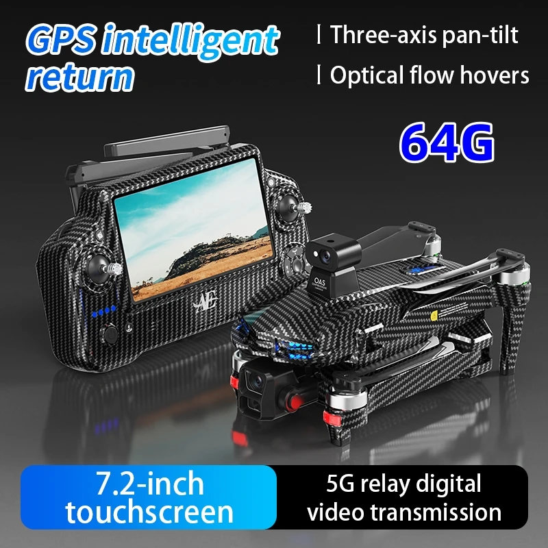 

AE60 Professional Drone With 8K Camera GPS Brushless 3-Axis Gimbal 12KM Obstacle Avoidance Touch Screen Airdrop FPV Dron