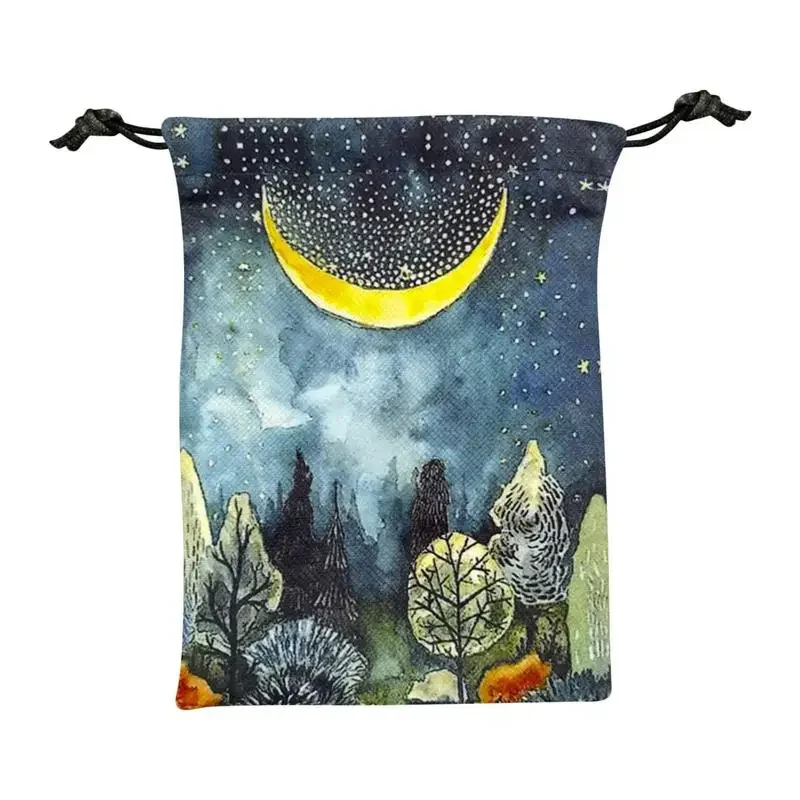 Printed Tarot Carods Storage Bag Oracle Card Witch Divination Accessories Board Games Mini Drawstring Package 18x22cm