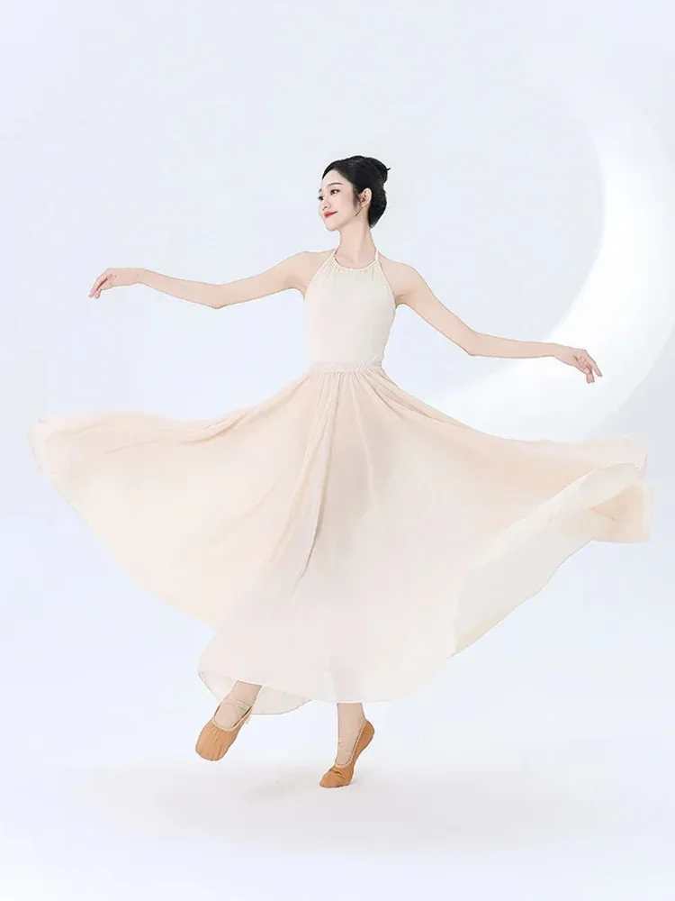 Backless Spaghetti Strap Ballet Crop Top and Tulle High Waist Skirt Set – Elegant Stage Costume for Women Dance Performance