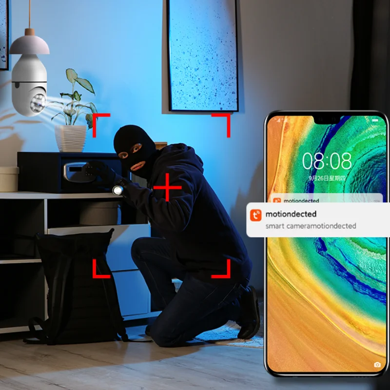 Tuya 5G Wifi E27 Bulb Security Protection 1080P Camera Night Vision Automatic Human Iptv Camera Vigilancia Wifi Casa CCTV Kemera
