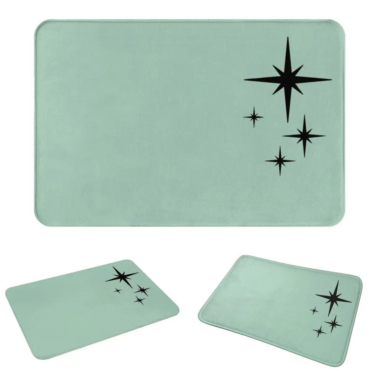 1950s Atomic Age Retro Starburst In Mint Doormat Water oil proof Carpet Rug Kitchen Entrance Home Floor Mat for Bathroom Footpad