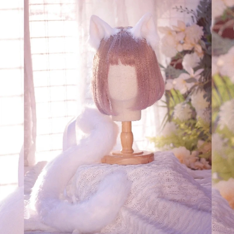 Handmade Halloween Anime Cosplay Accessories Simulation Beast Animals Ear Cat Fox Wolf Ears Hairhoop Headwear Tail Lolita