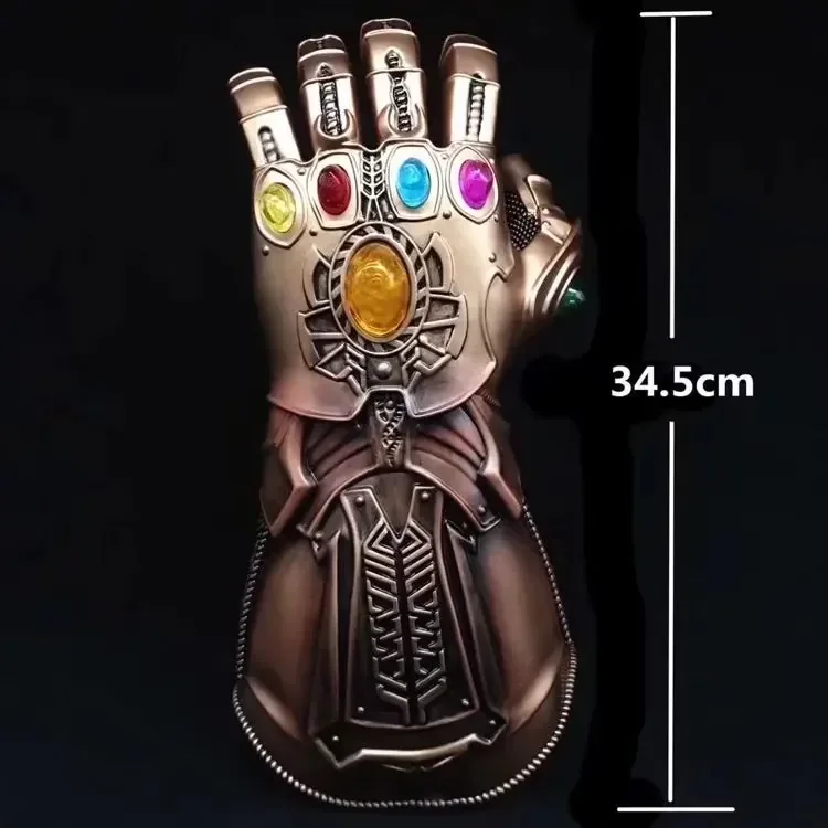 Guantelete de superhéroe Infinity War, guantes de Thanos con luz LED, modelo de figura, disfraz de Cosplay, fiesta, espectáculo de escenario, juguete de utilería, 1:1