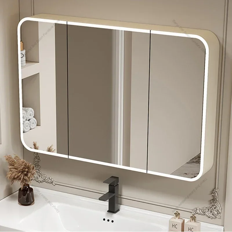 Space Aluminum Smart Bathroom Cabinets Wall-mounted Nordic Multifunction Mirror Cabinets Shelves Home Furniture Arredo Bagno FYB