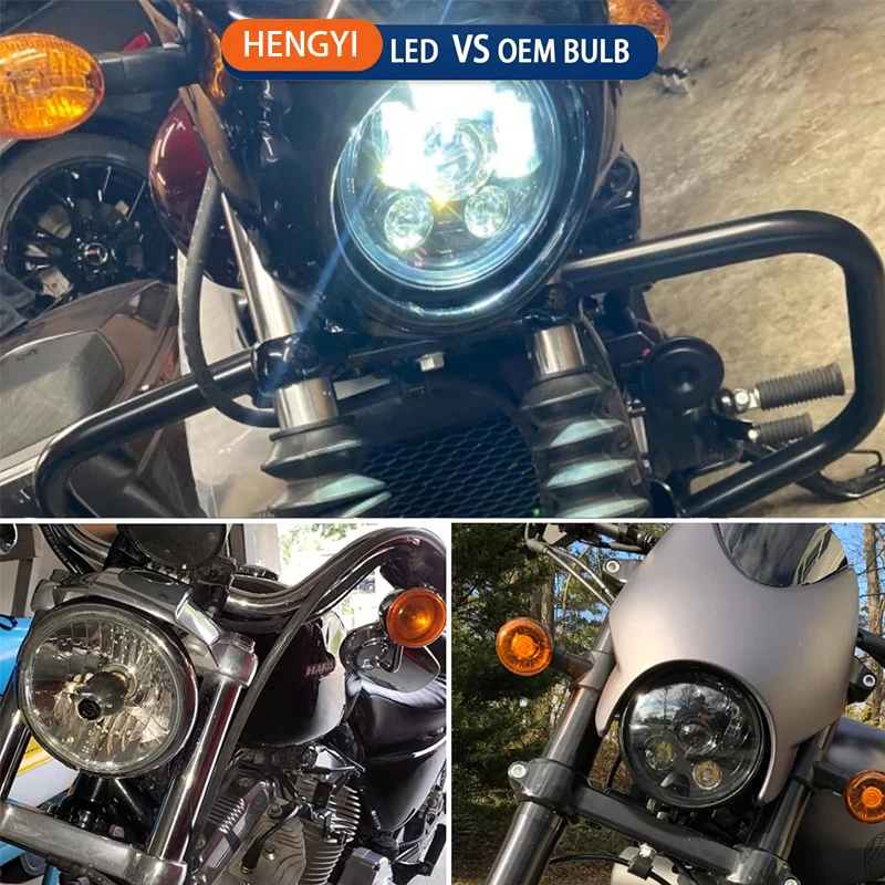 Fotografia 7: Farol de motocicleta embutido anti-cintilação LED de 5,75 polegadas compatível com Harley Davidson Dyna Sportster Iron 883 1200 Low Rider