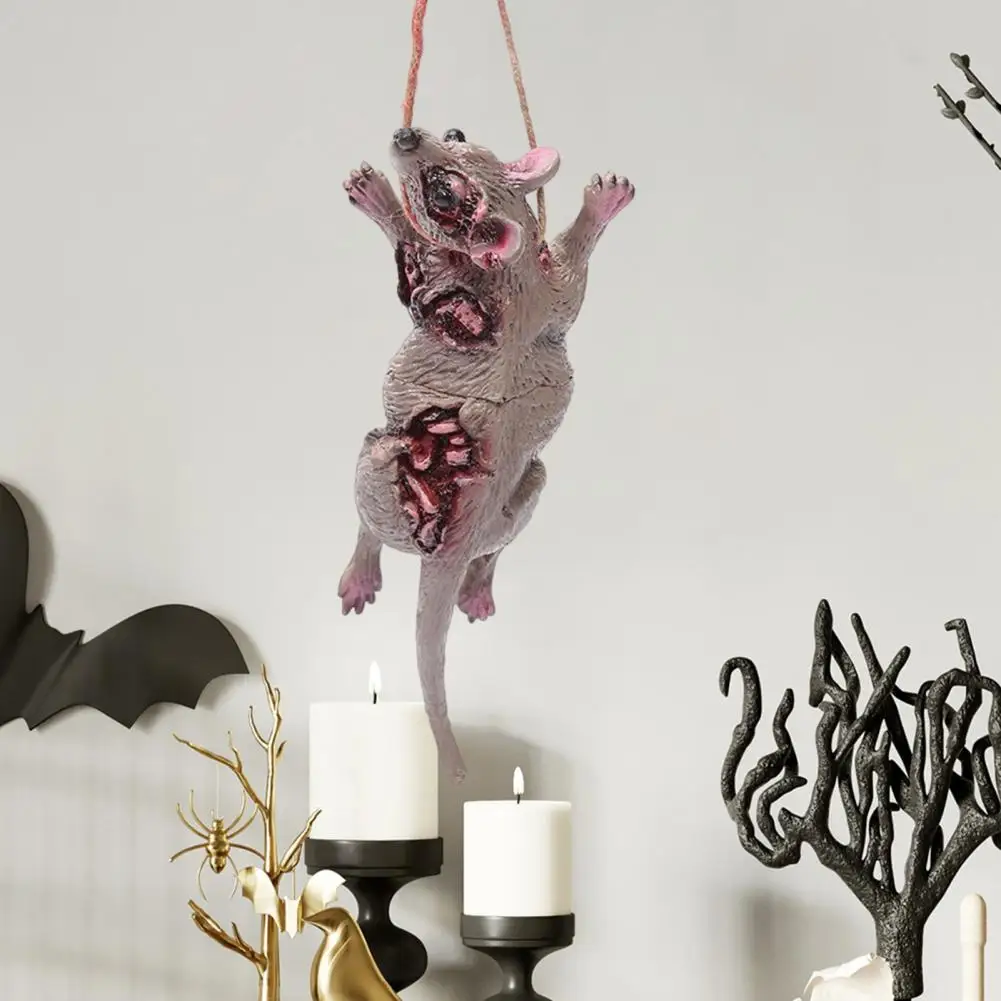 Trick-or-treat Visual Shock Decor Halloween Pendant Decoration Halloween Hanging Decorations Realistic Rat Pig Head for Haunted