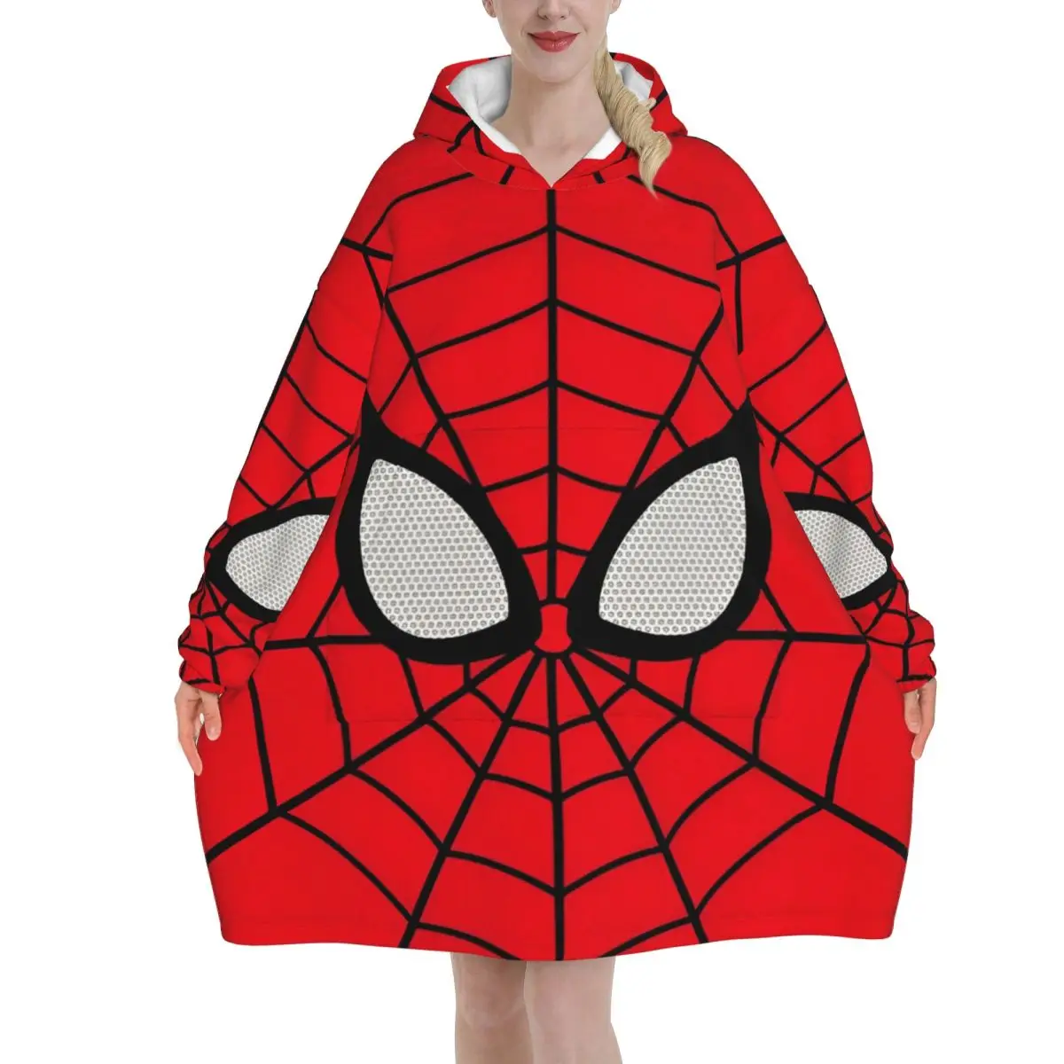 

Oversized Spider Man Wearable Blanket Gifts for Women Men Ultrasoft Plush Warm Sweatshirt Blankets With Pocket