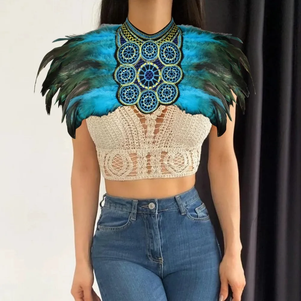Women Feather Shawl Cape Wrap Elegant Party Holiday Wedding Shoulder Cover Up