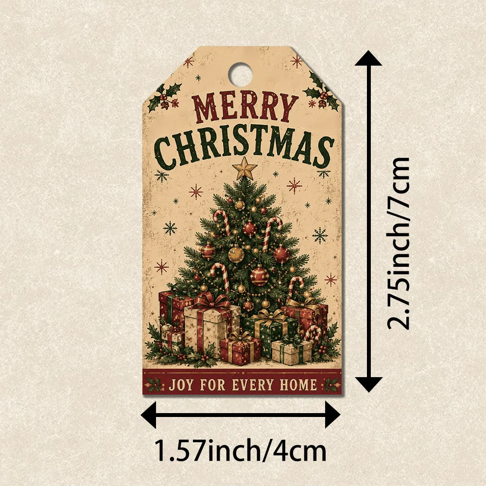 40pcs, American-style Christmas Decorative Tags, Holiday Gift Labels, Party Decorations, Handmade Packaging Accents, Jute Rope
