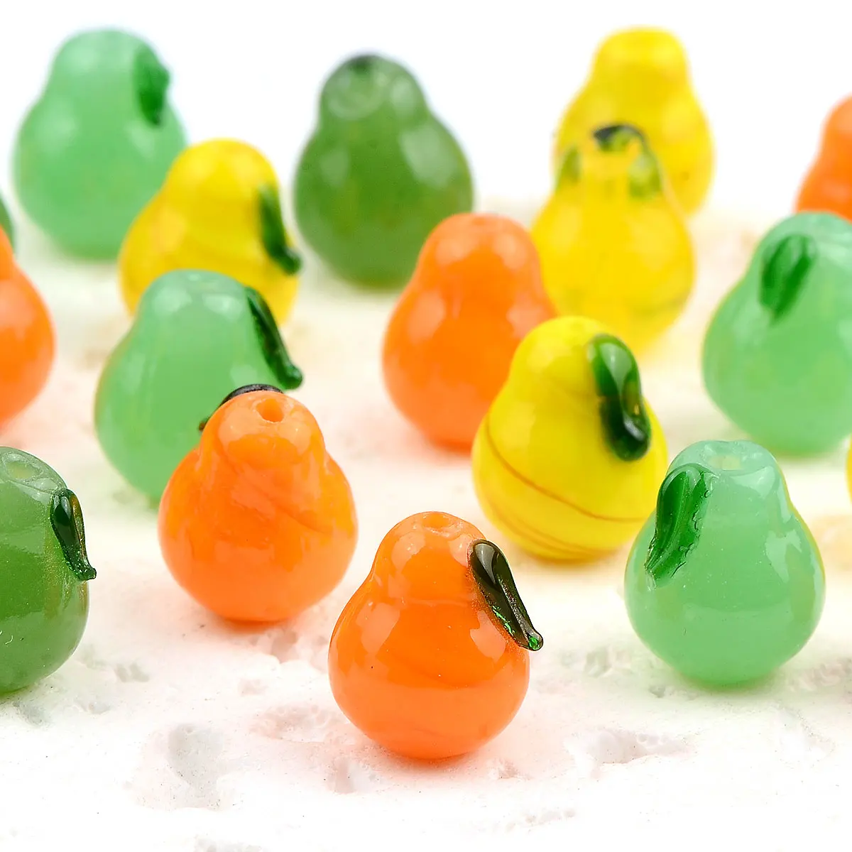 1.2x1.4cm 8pcs Random Color Mix Fragrant Pear Lampwork Beads For Jewelry Making DIY Earring Necklace Bracelet Accessories