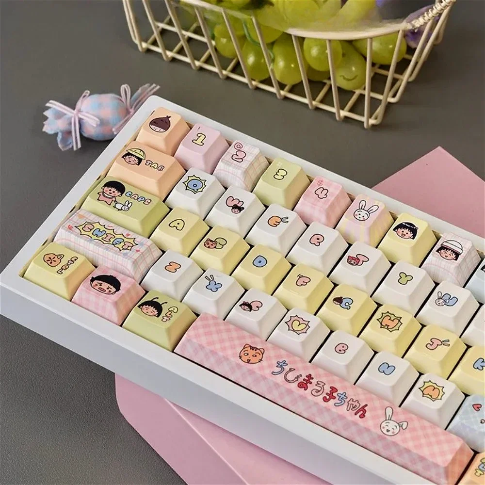

GEFENSI Little Maruko милый колпачок для ключей PBT 130 клавиш Cherry MOA аниме мультяшная тема подходит для Mx Gateron Kailh Switch механический ключ