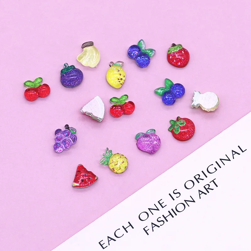 50 SZTUK Akrylowych Ozdób do Paznokci 3D w Kształcie Owoców, Wiśni, Truskawki, Akcesoria do Dekoracji Paznokci, Materiały do Manicure