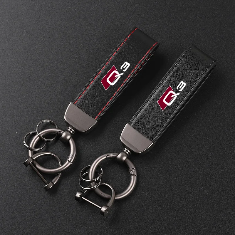 Portachiavi in pelle Deluxe con ciondolo portachiavi con Badge per auto per AUDI Q3