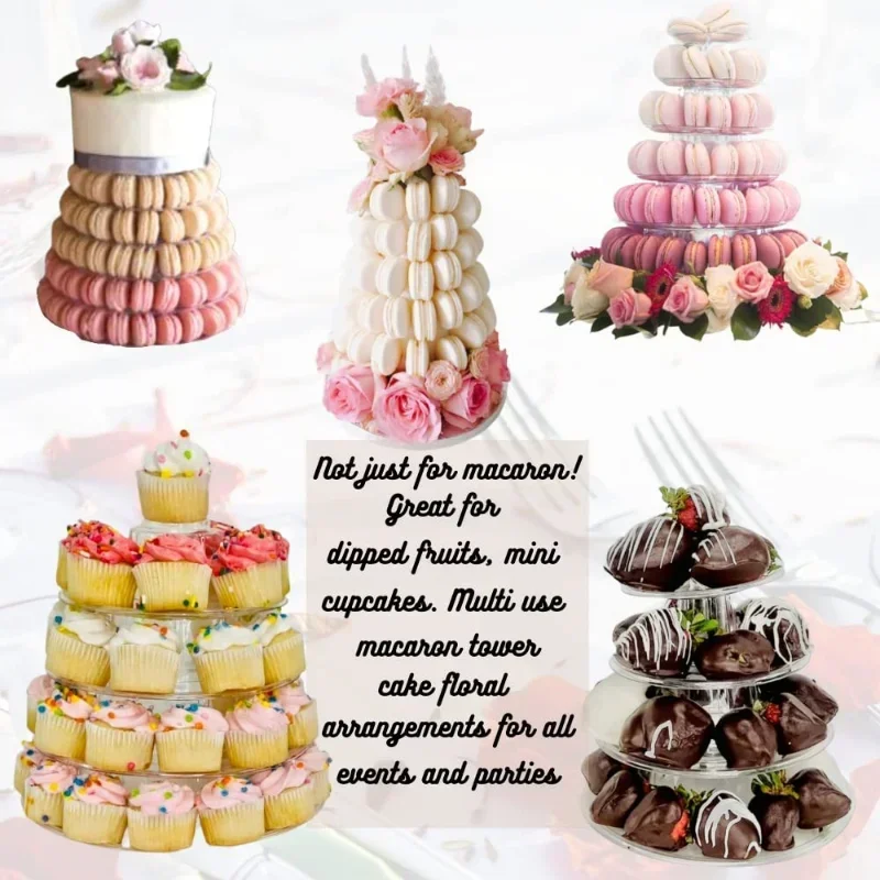 4/6/10-Tiers Macaron Display Stand Cupcake Tower Rack Cake Stands PVC Tray For Wedding Birthday Cake Decorating Tools Bakeware