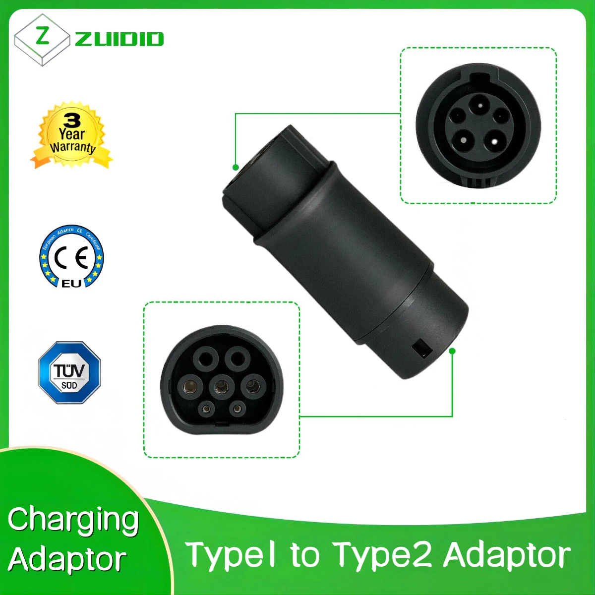 Adaptador EV 16A 32A SAE J1772 conector EVSE cargador de coche tipo 1 a Tipo 2 o tipo 2a Tipo 1 Adaptador de carga para vehículo eléctrico