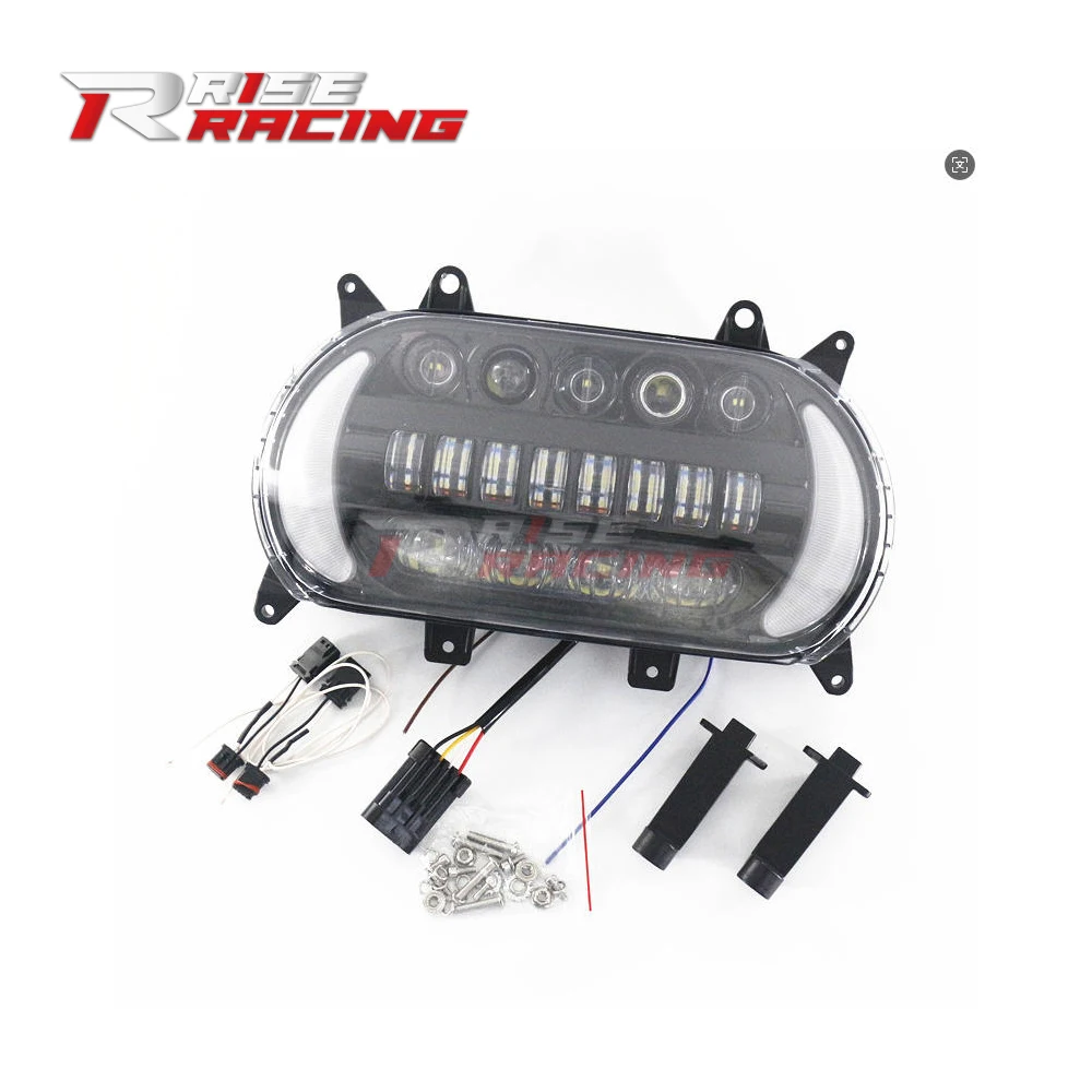 Rise Racing Motorcycle Front LED Headlight High Low Beam Lamp Turn Light For Harley Touring Road Glide FLTRX 15-20