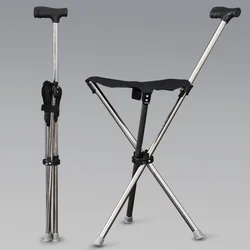 Portable Outdoor Foldable Crutch Chair Elderly Walking Crutch Stool Lightweight Mountain Climbing Beach Chairs Walking Stick