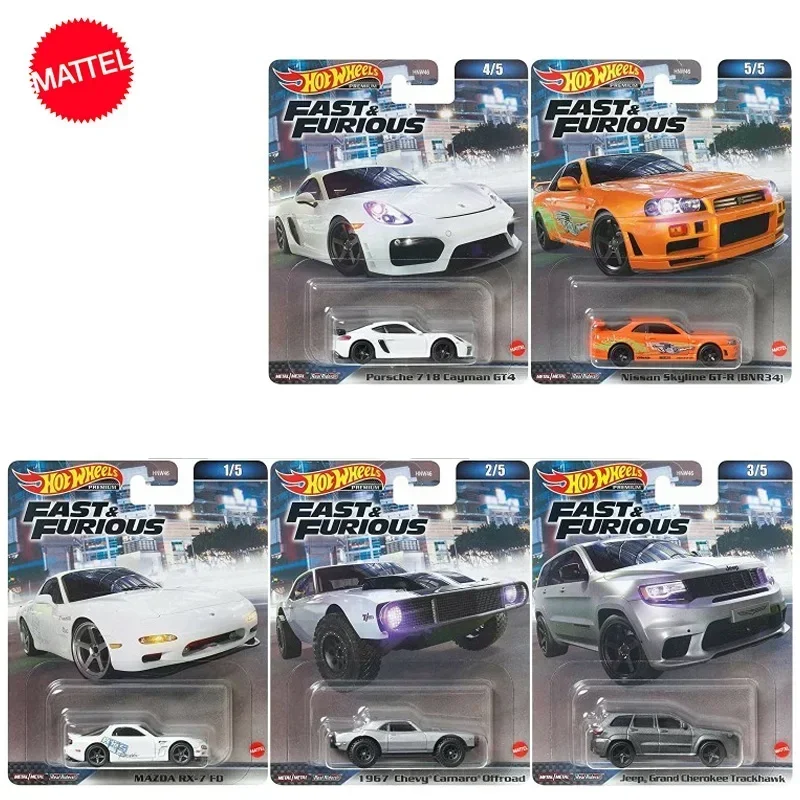 Original Hot Wheels Car Fast and Furious Premium Diecast 1/64 Nissan Skyline GTR Vehicles Porsche Cayman Boys Toys for Children