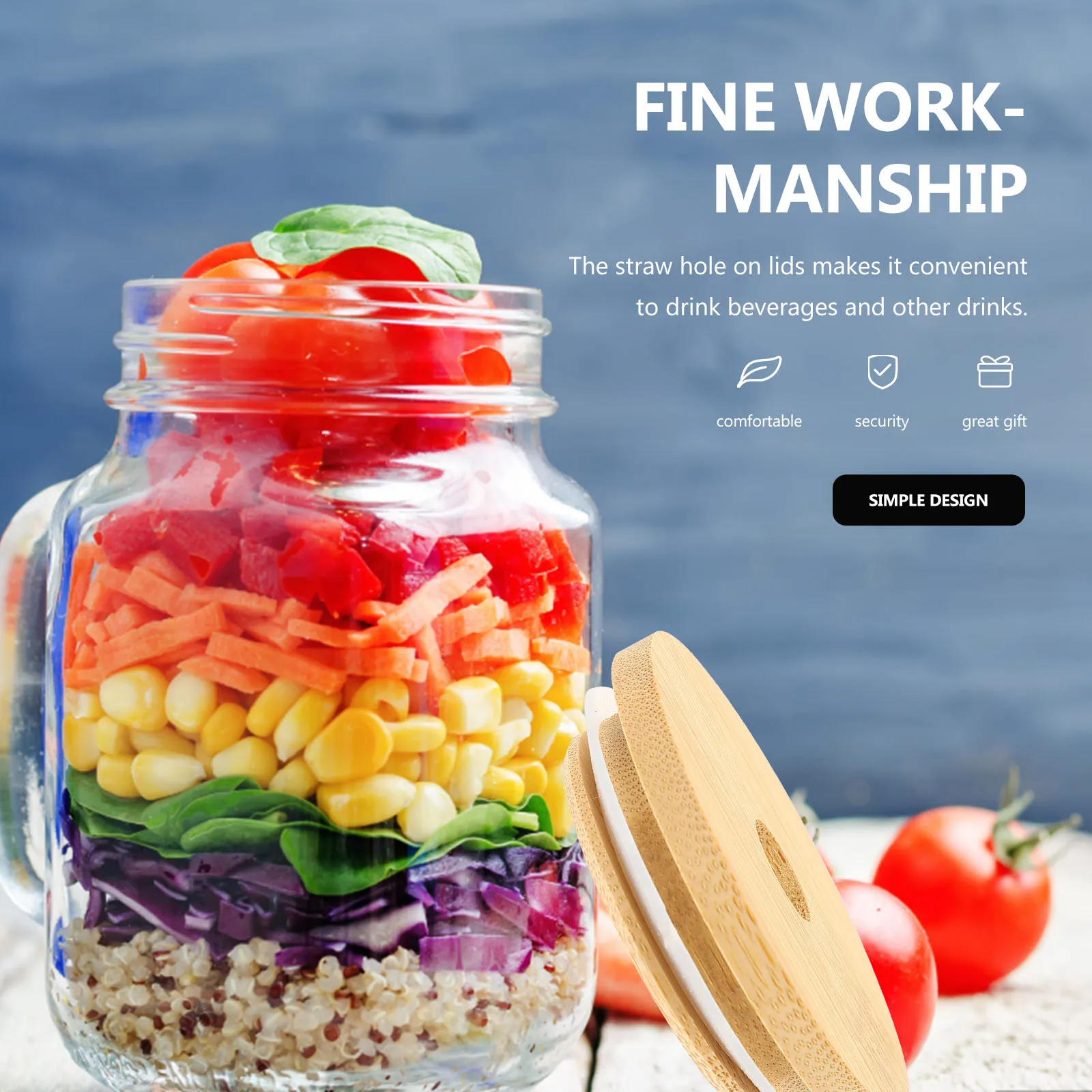 

4pcs Jars Bottle Mason Jars Lids Wide Mouth Practical Jar Lids Straw Hole Leak Proof Compatible Storage Kitchen